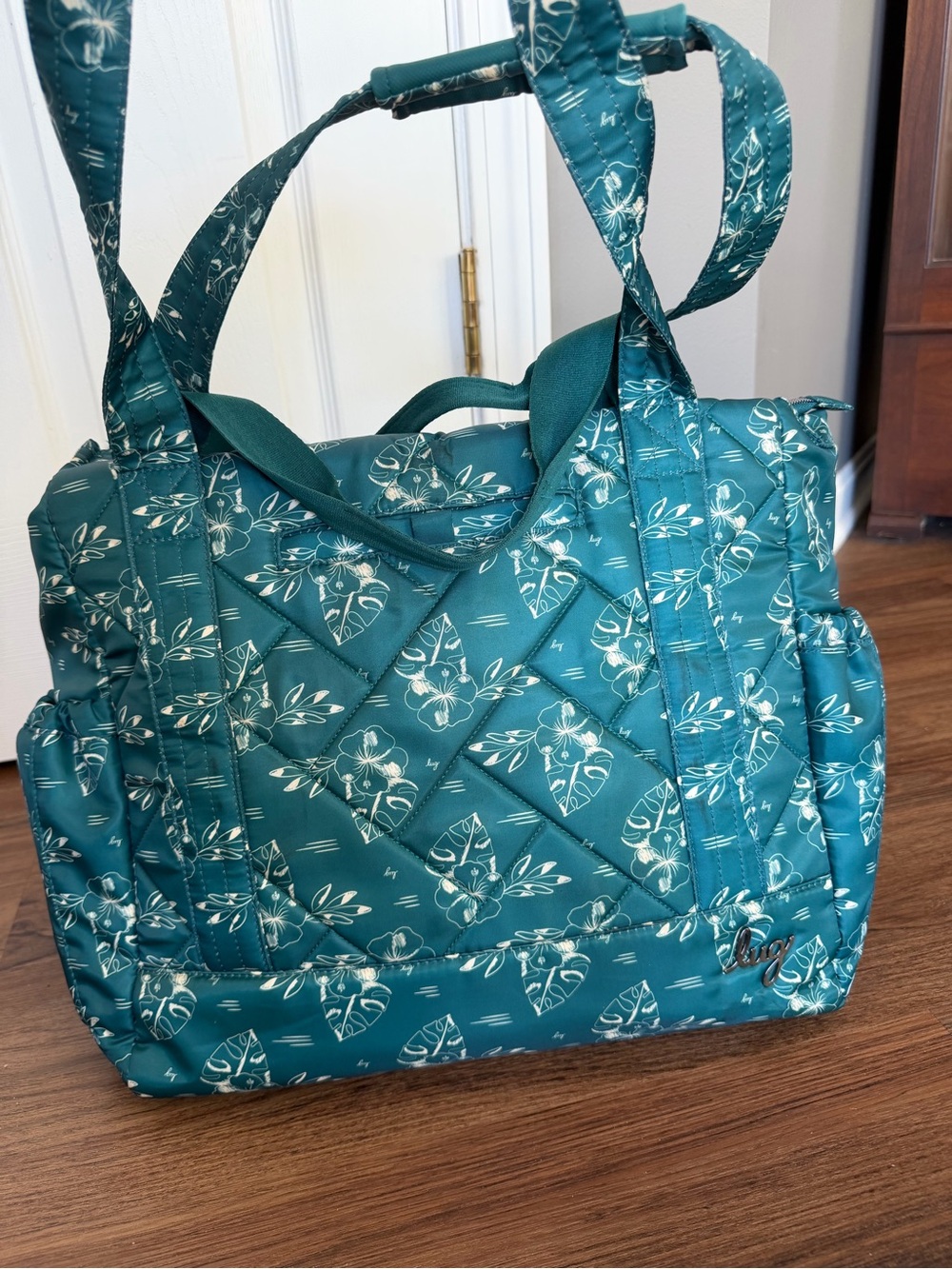 lug Teal Floral Quilted Tote Bag - Picture 5 of 15